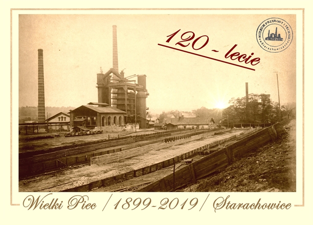 Pocztówka przedstawiająca Wielki Piec wydana z okazji 120 rocznicy powstania