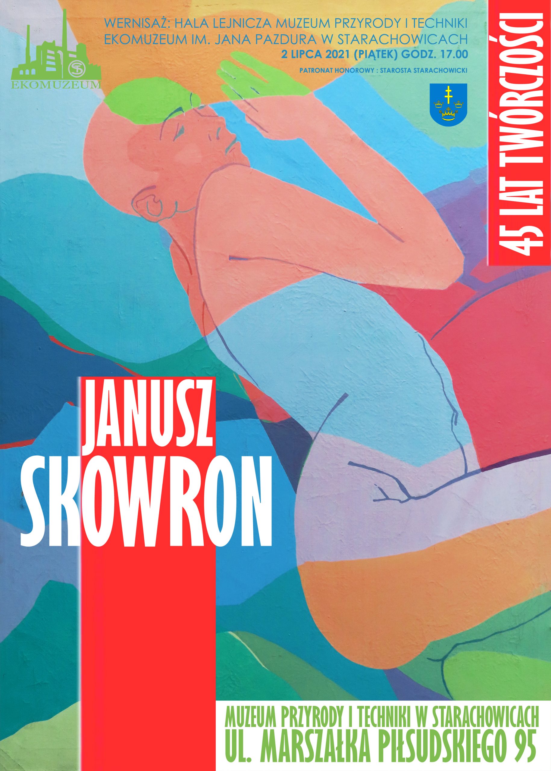 plakat informacyjny wernisażu wystawy malarskiej Janusza Skowron