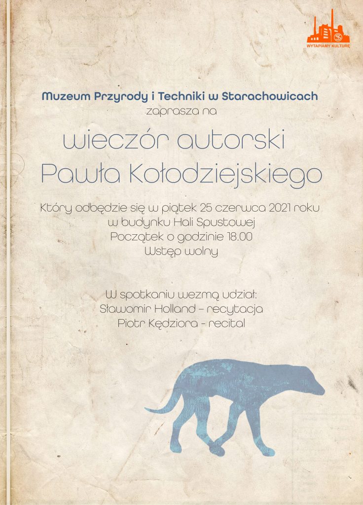 plakat informacyjny o wieczorze autorskim Pawła Kołodziejskiego