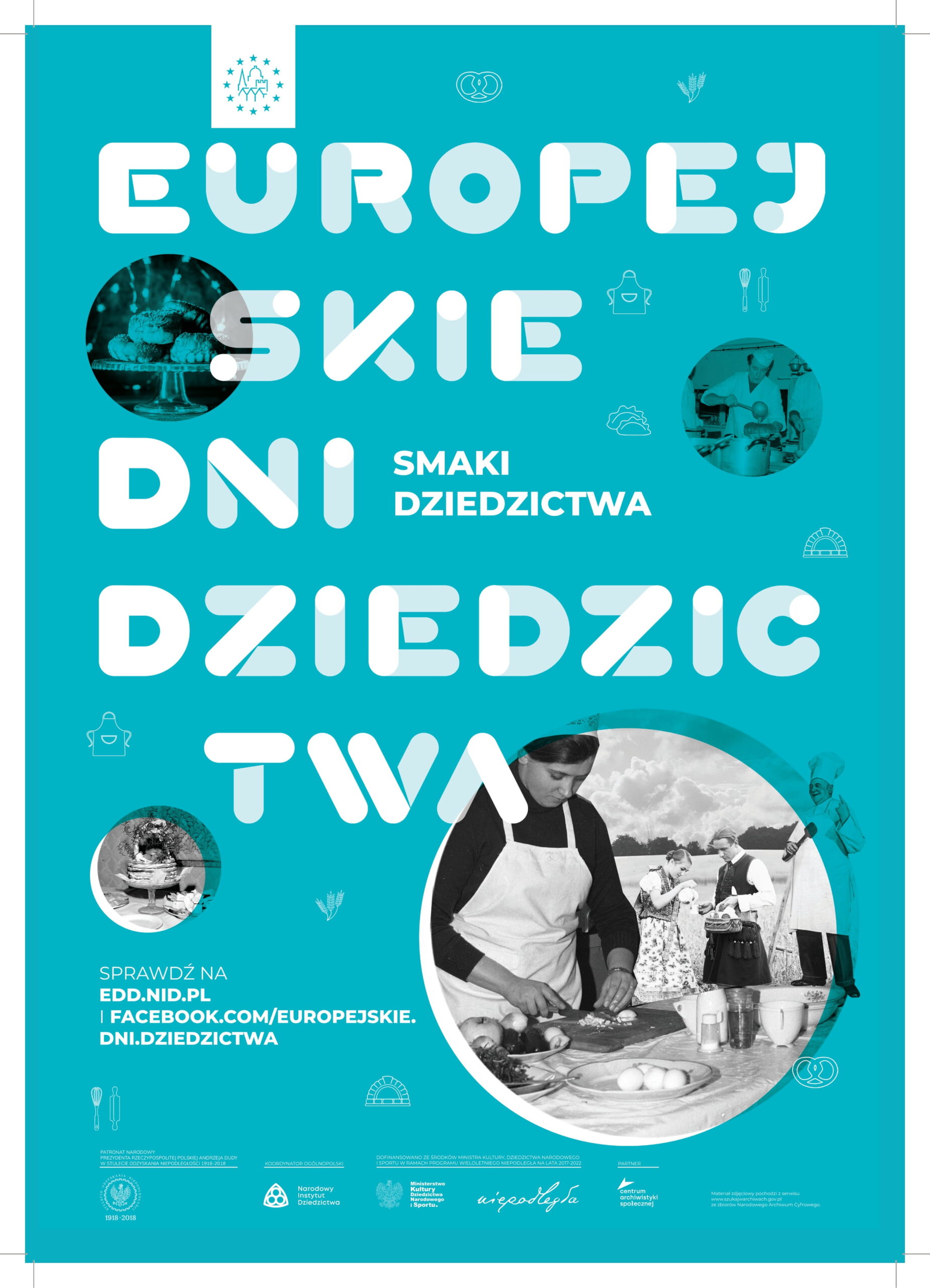 Plakat informujący o akcji "Europejskie Dni Dziedzictwa - XII Festyn historyczny Od Prasłowian do Polaków"